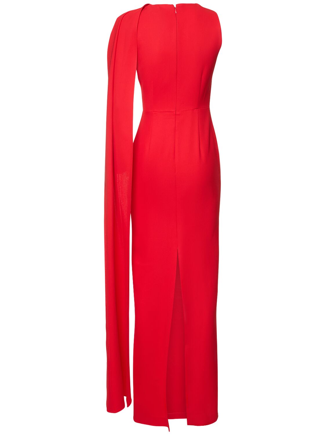 Shop Roland Mouret Asymmetric Stretch Cady Maxi Dress In Bright Red