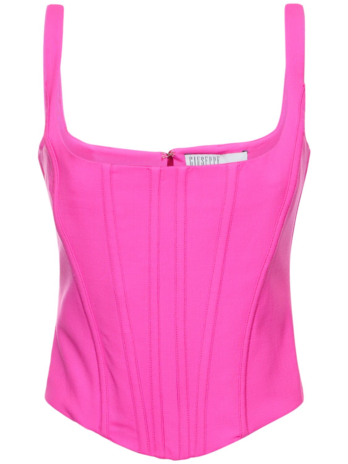 Giuseppe Di Morabito Twisted Light Wool Double Bustier Top In Hot Pink
