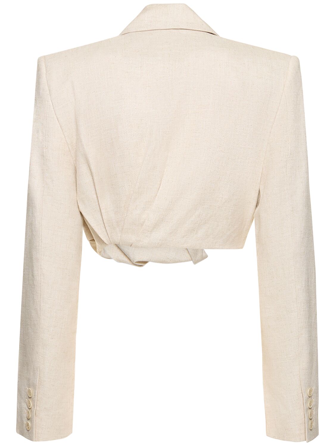 Shop Jacquemus La Veste Bahia Linen Blend Crop Jacket In Light Beige