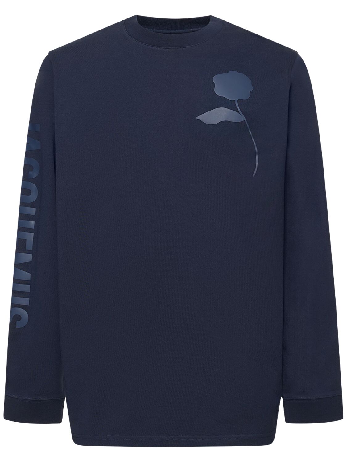 Shop Jacquemus Le Tshirt Ciceri Printed Cotton T-shirt In Navy Solid Rose