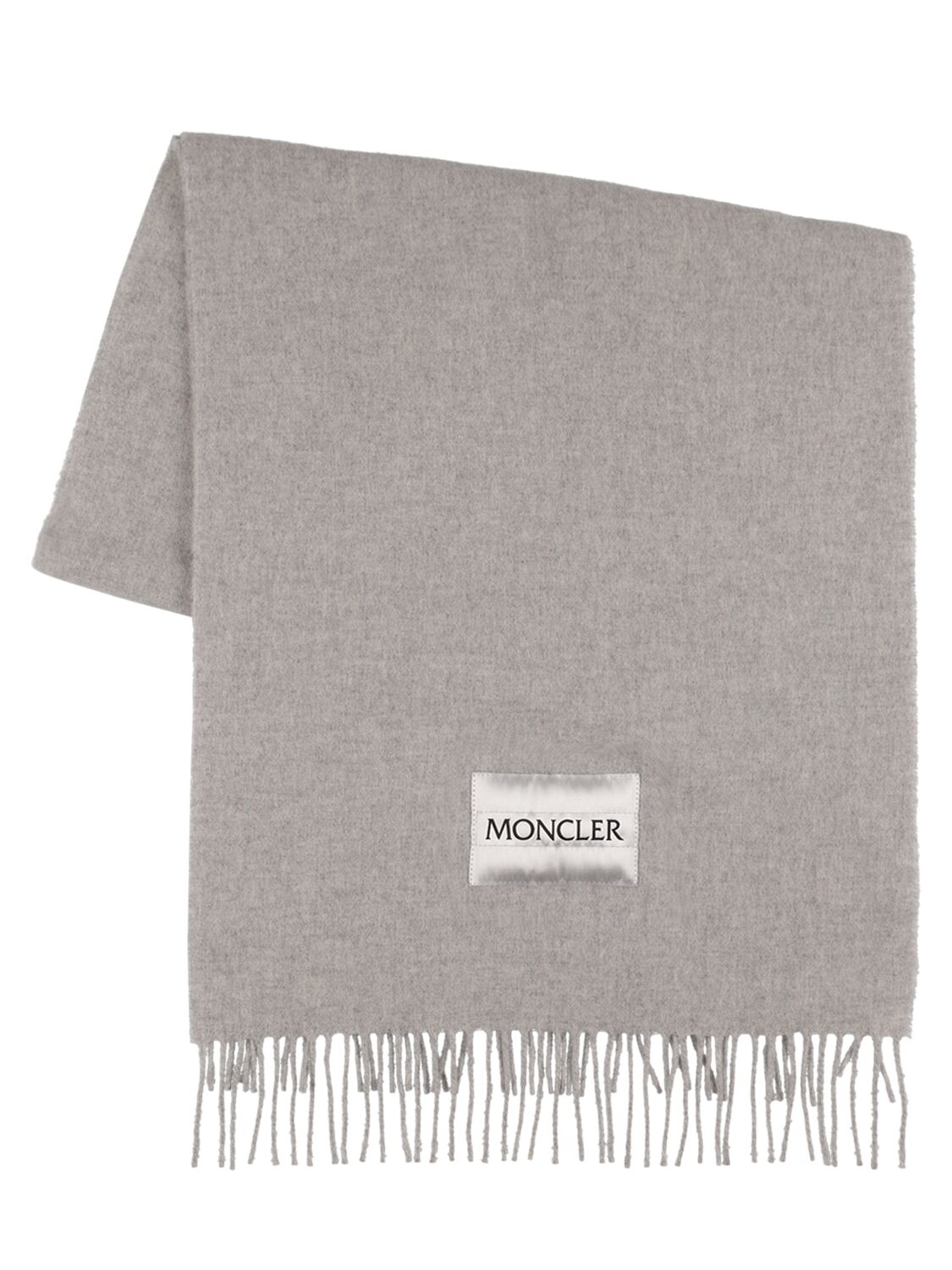 Moncler Logo Wool Scarf In Grey