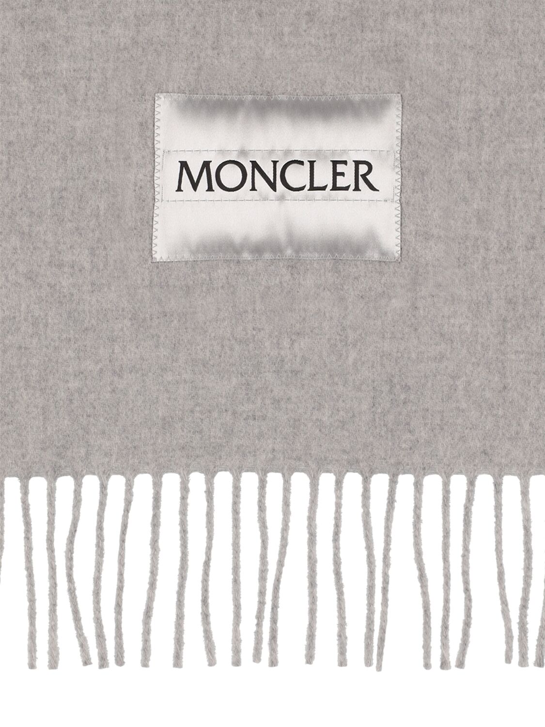 Shop Moncler Logo Wool Scarf In Grey