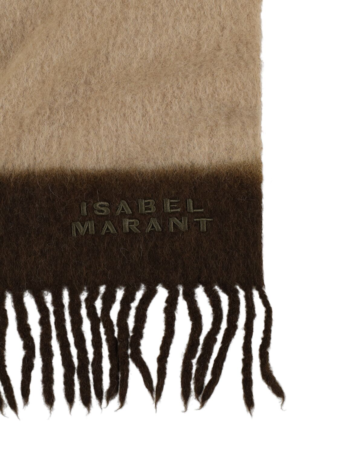 Shop Isabel Marant Firny Wool Scarf In Ecru,green