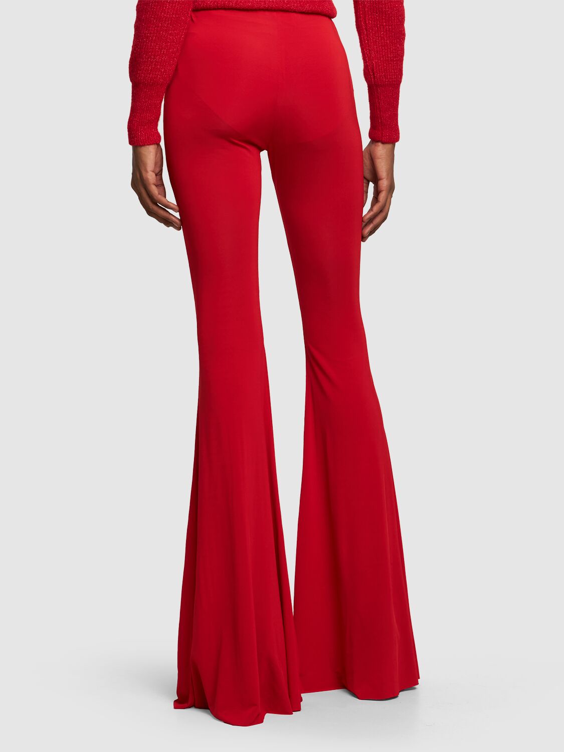 Shop Giuseppe Di Morabito Stretch Viscose Jersey Flared Pants In Red