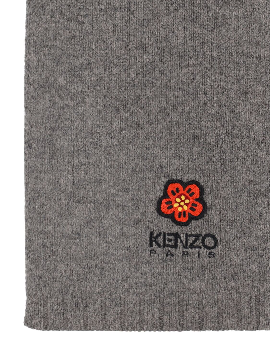 Shop Kenzo Logo Wool Scarf In Pearl Grey