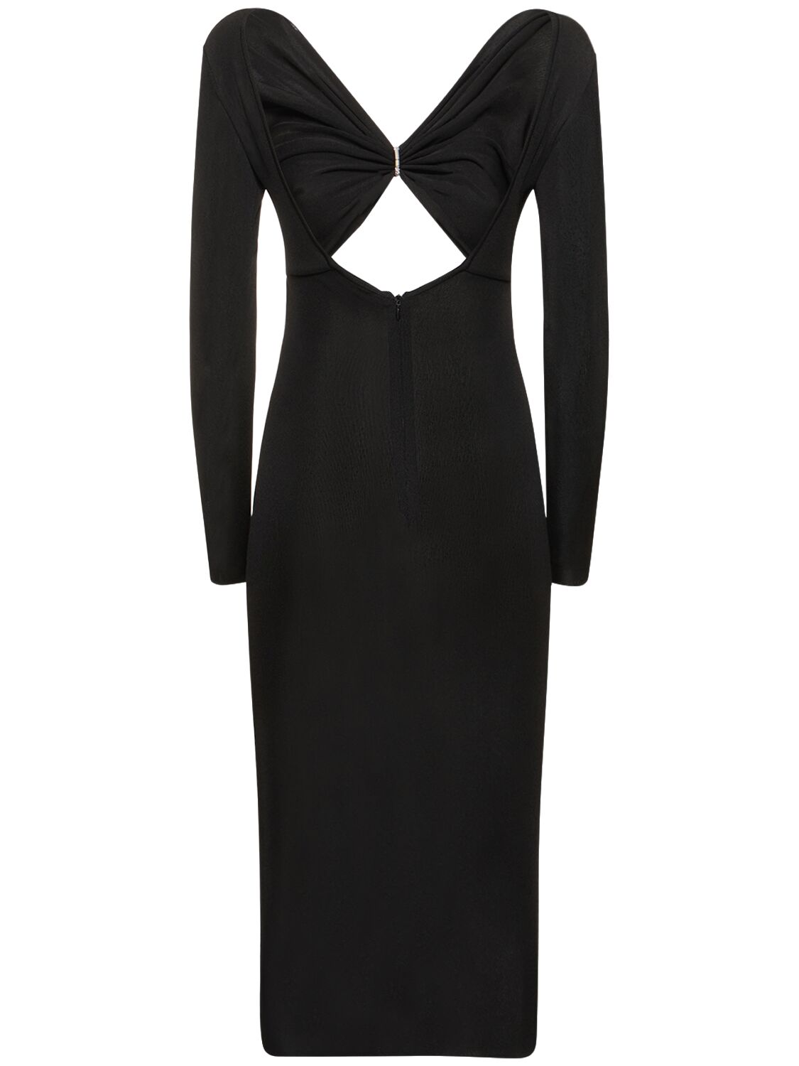 Shop Alexandre Vauthier Cutout Viscose Jersey Midi Dress In Black