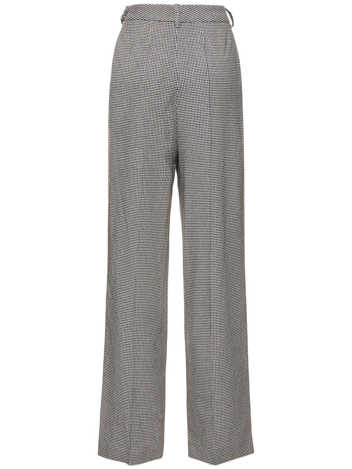 Shop Alexandre Vauthier Wool Blend Check Wide Pants In Black,white
