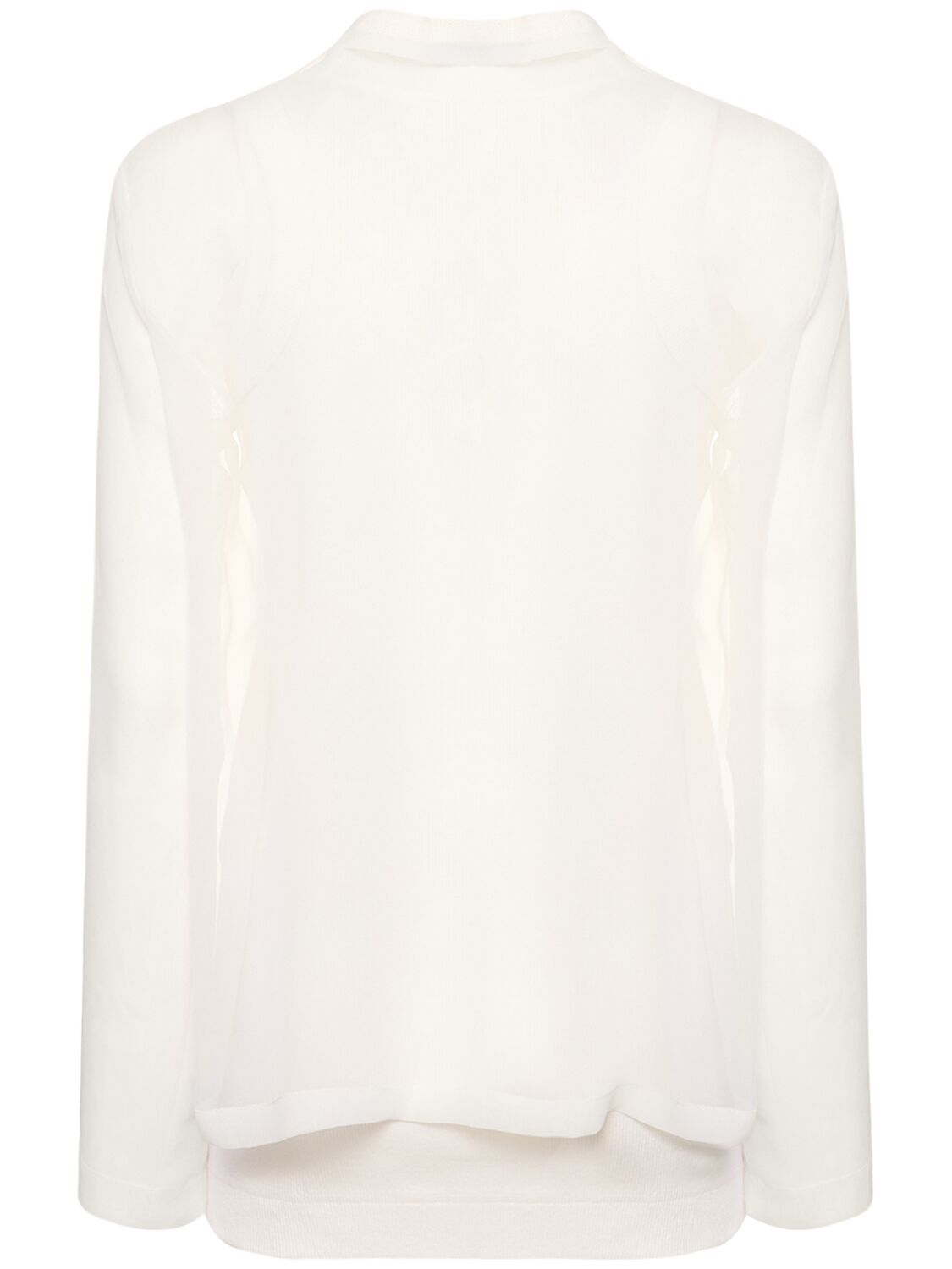 Shop Sacai Ribbed Cotton Jersey & Chiffon Top In White