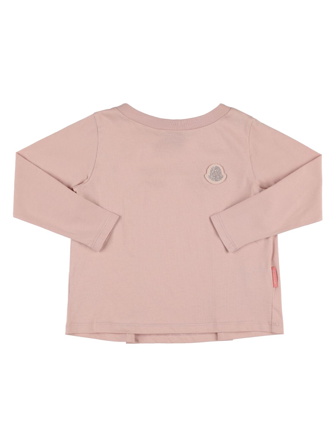 Moncler Kids' Logo棉质平纹针织长袖t恤 In Pastel Pink