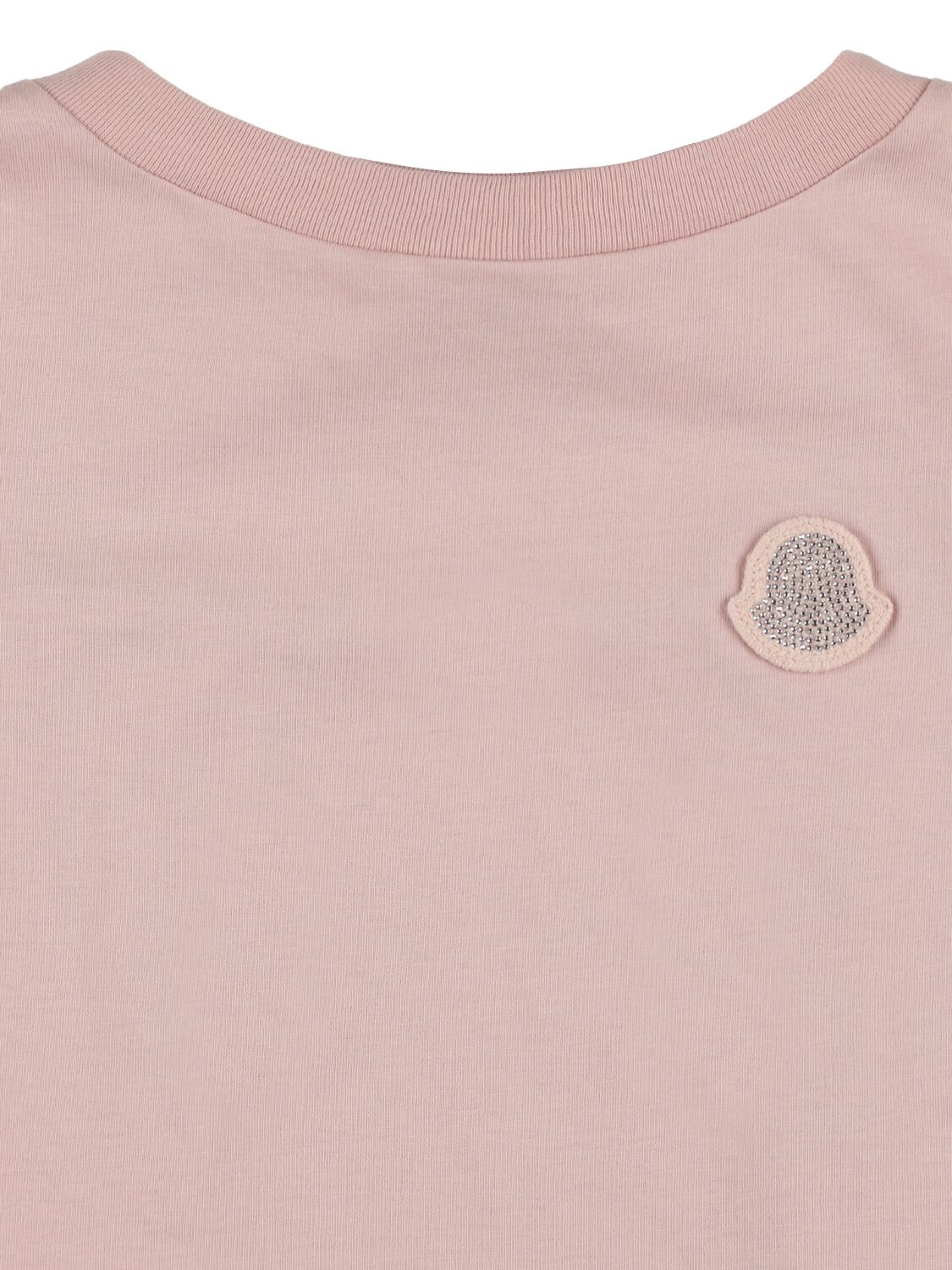 Shop Moncler Logo Cotton Jersey L/s T-shirt In Pastel Pink