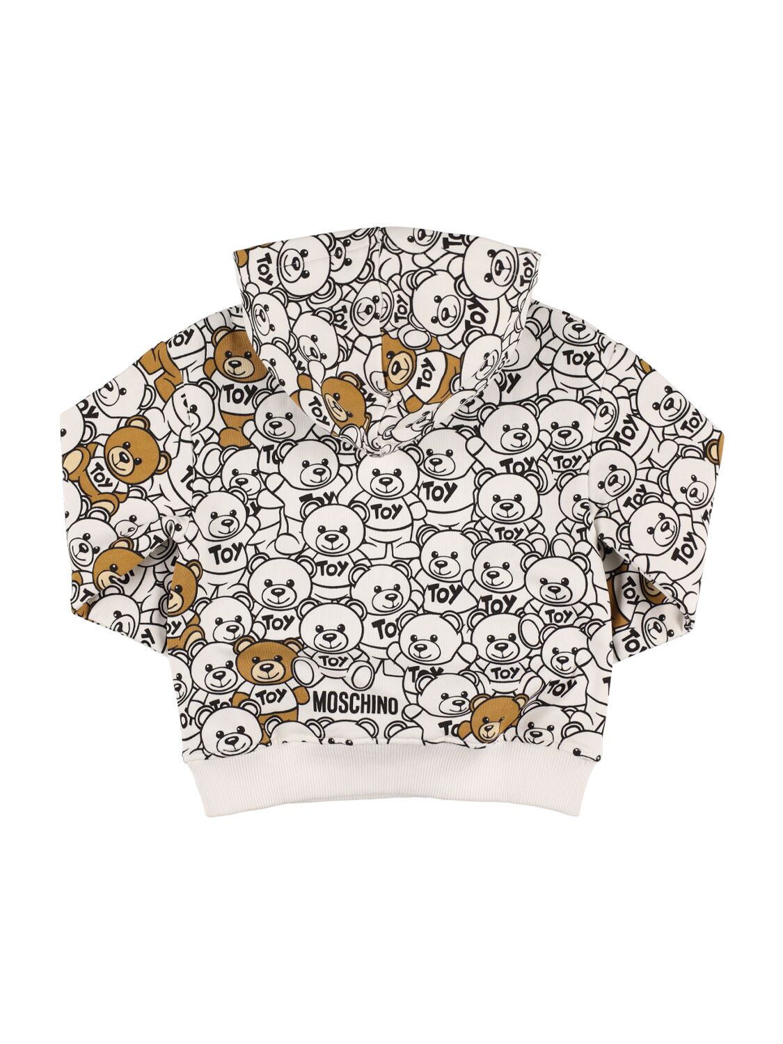 Shop Moschino All Over Print Cotton Hoodie In White