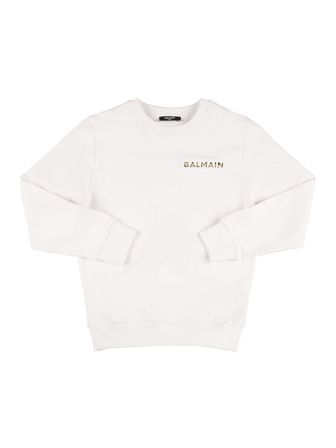 Balmain Kids' Printed Organic Cotton Sweatshirt In White