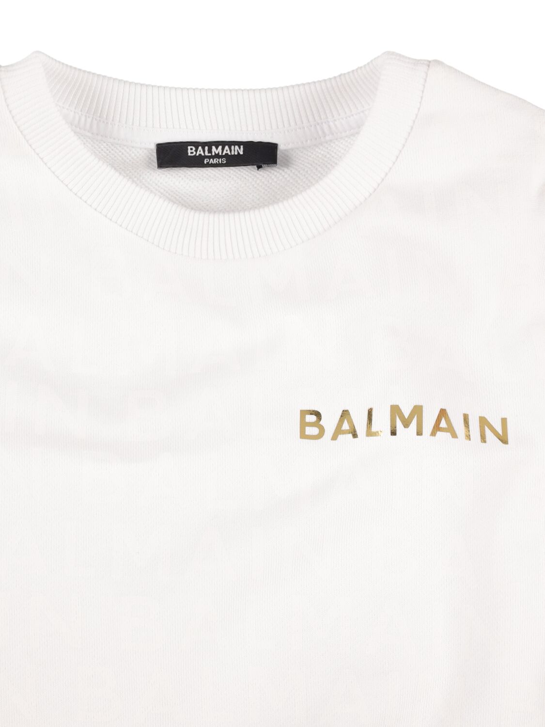 Shop Balmain Printed Organic Cotton Sweatshirt In White