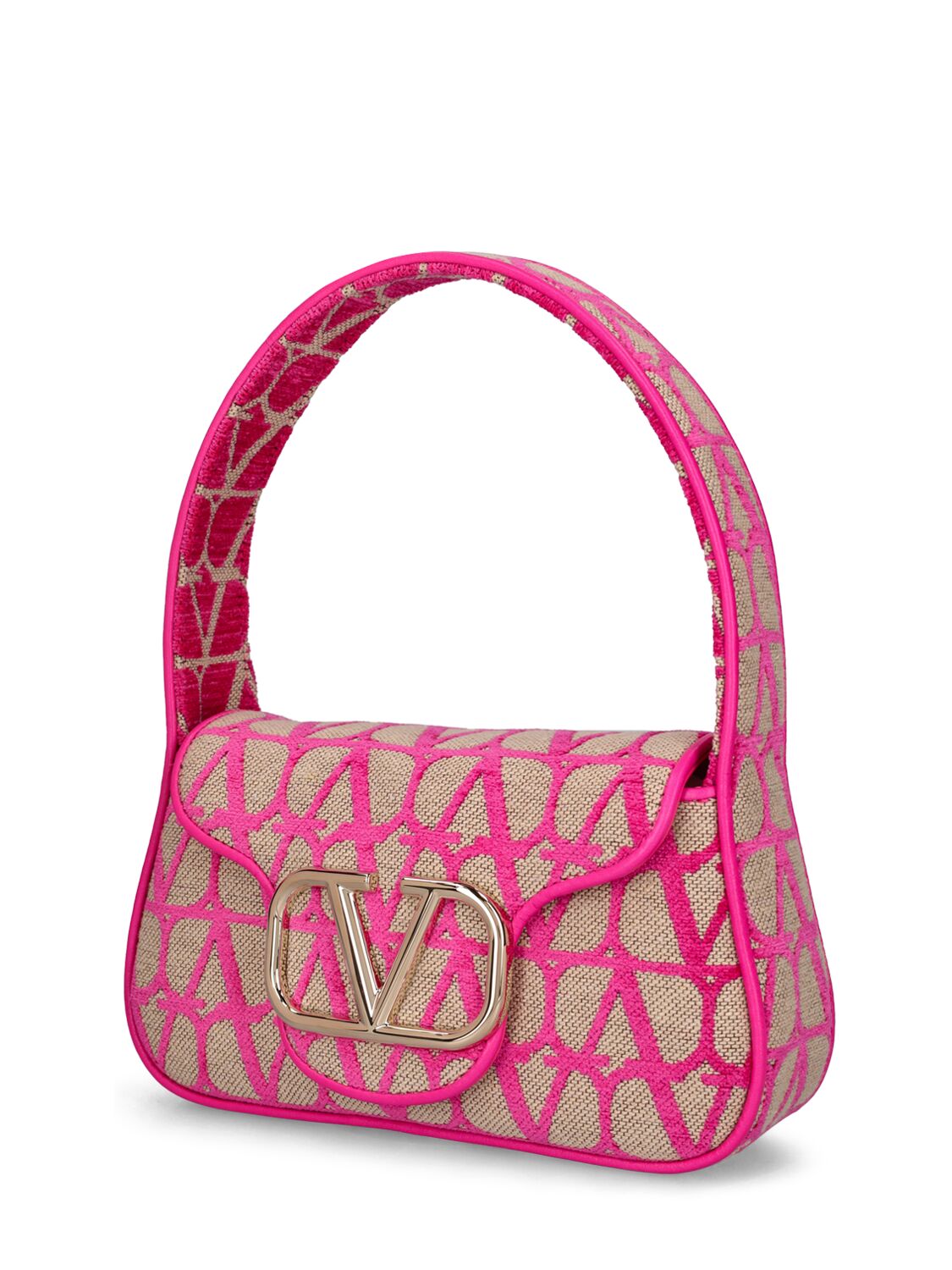 Valentino Garavani Beige/Pink PP bag in Toile Iconographe