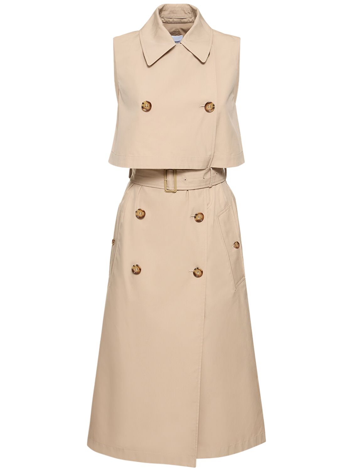 Burberry Mona Cotton Gabardine Waistcoat Midi Dress