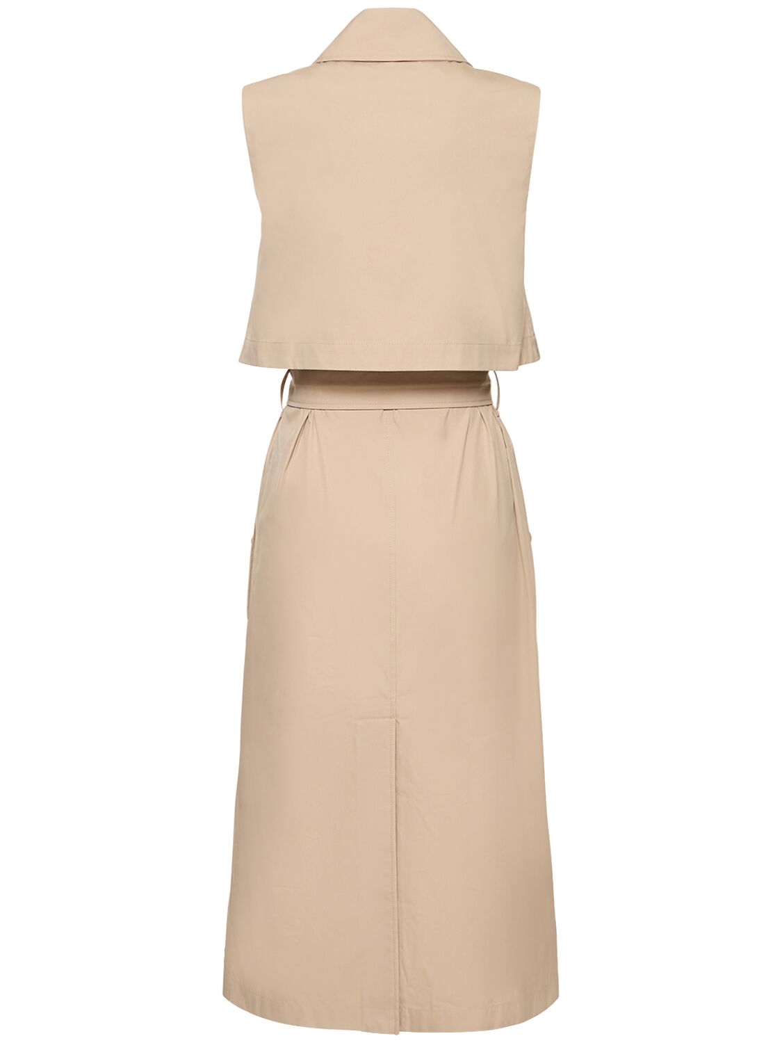 Shop Burberry Mona Cotton Gabardine Vest Midi Dress In Soft Fawn