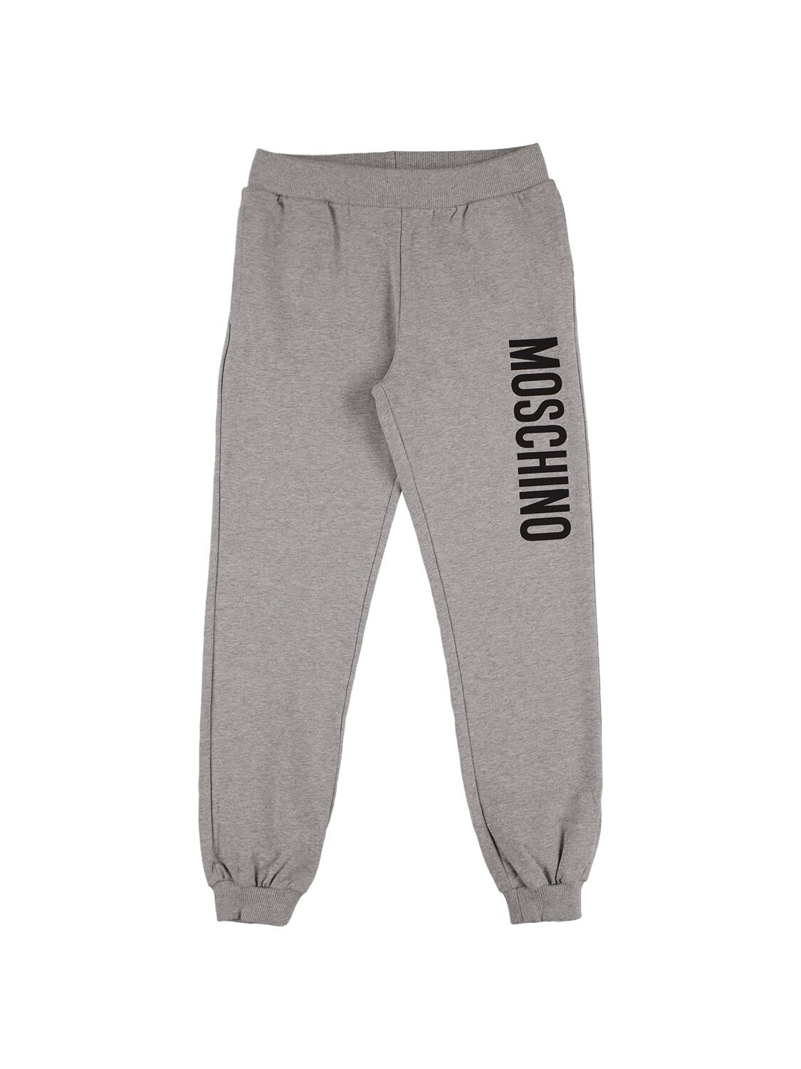Moschino Kids' Rubberized Logo Cotton Sweatpants In Grey