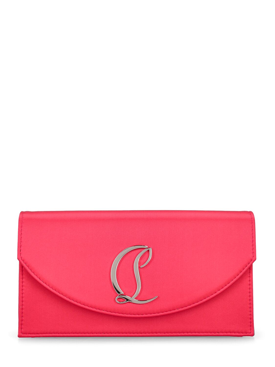Christian Louboutin Small Logo Crepe Satin Clutch In Red