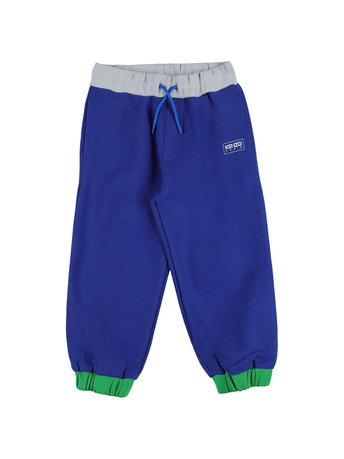 Kenzo Kids' Color Block Cotton Sweatpants W/logo In Blue