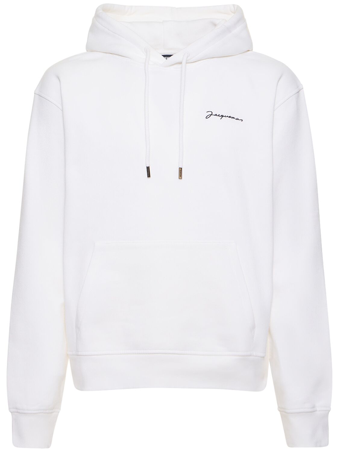 Shop Jacquemus Le Sweatshirt Brode Cotton Hoodie In White