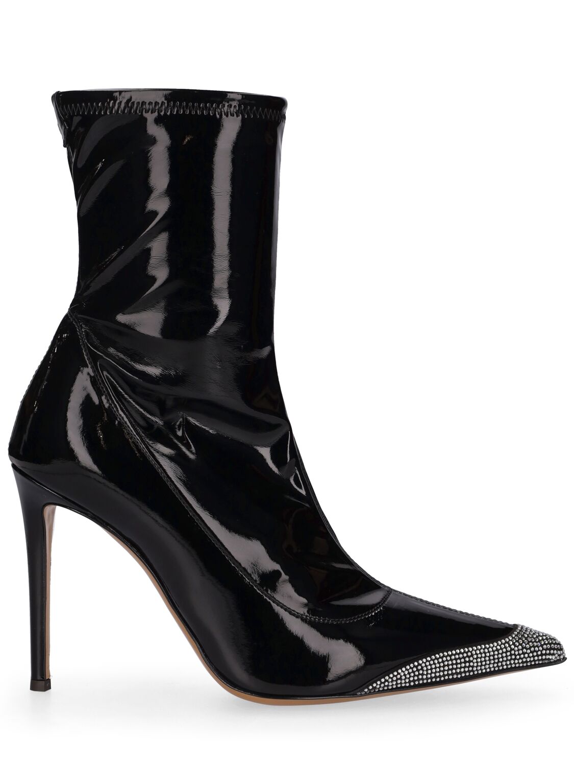 105mm Stretch Faux Leather Ankle Boots