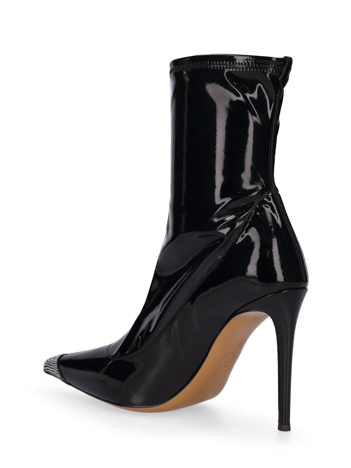 Shop Alexandre Vauthier 105mm Stretch Faux Leather Ankle Boots In Black