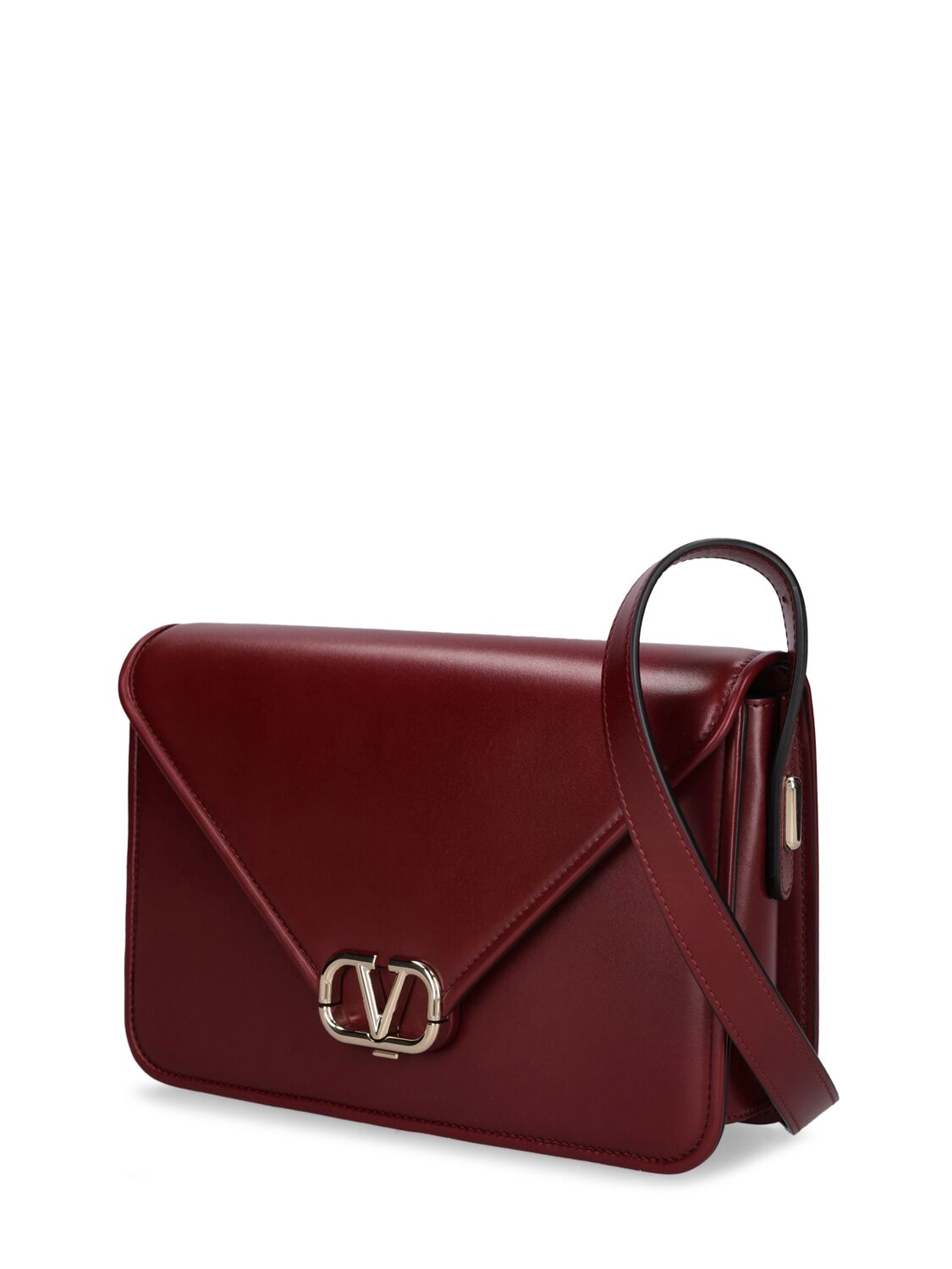 Shop Valentino V Logo Leather Shoulder Bag In Brown