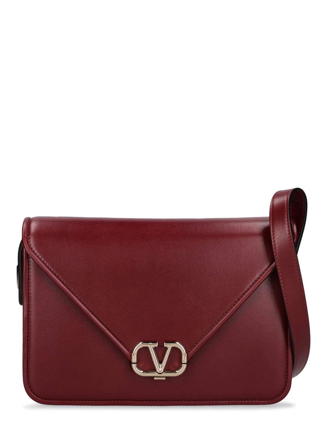 Valentino Garavani V Logo Leather Shoulder Bag In Brown