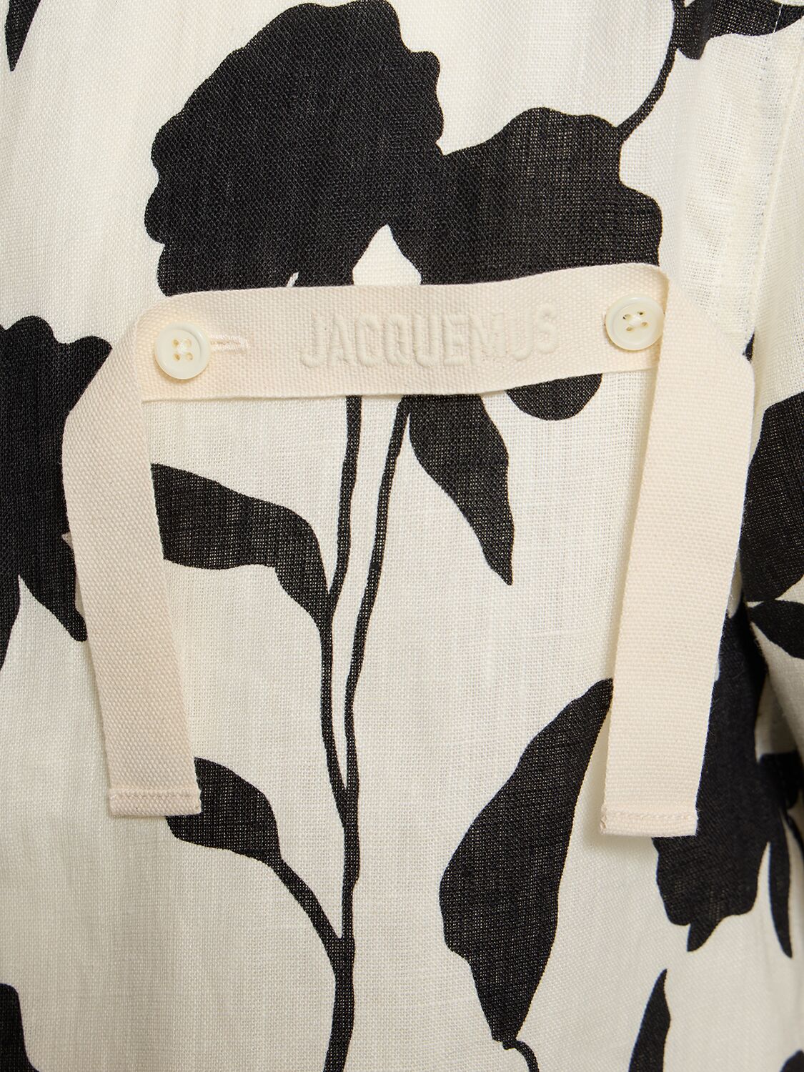 Shop Jacquemus La Chemise Melo Printed Linen Shirt In Print Black Ros