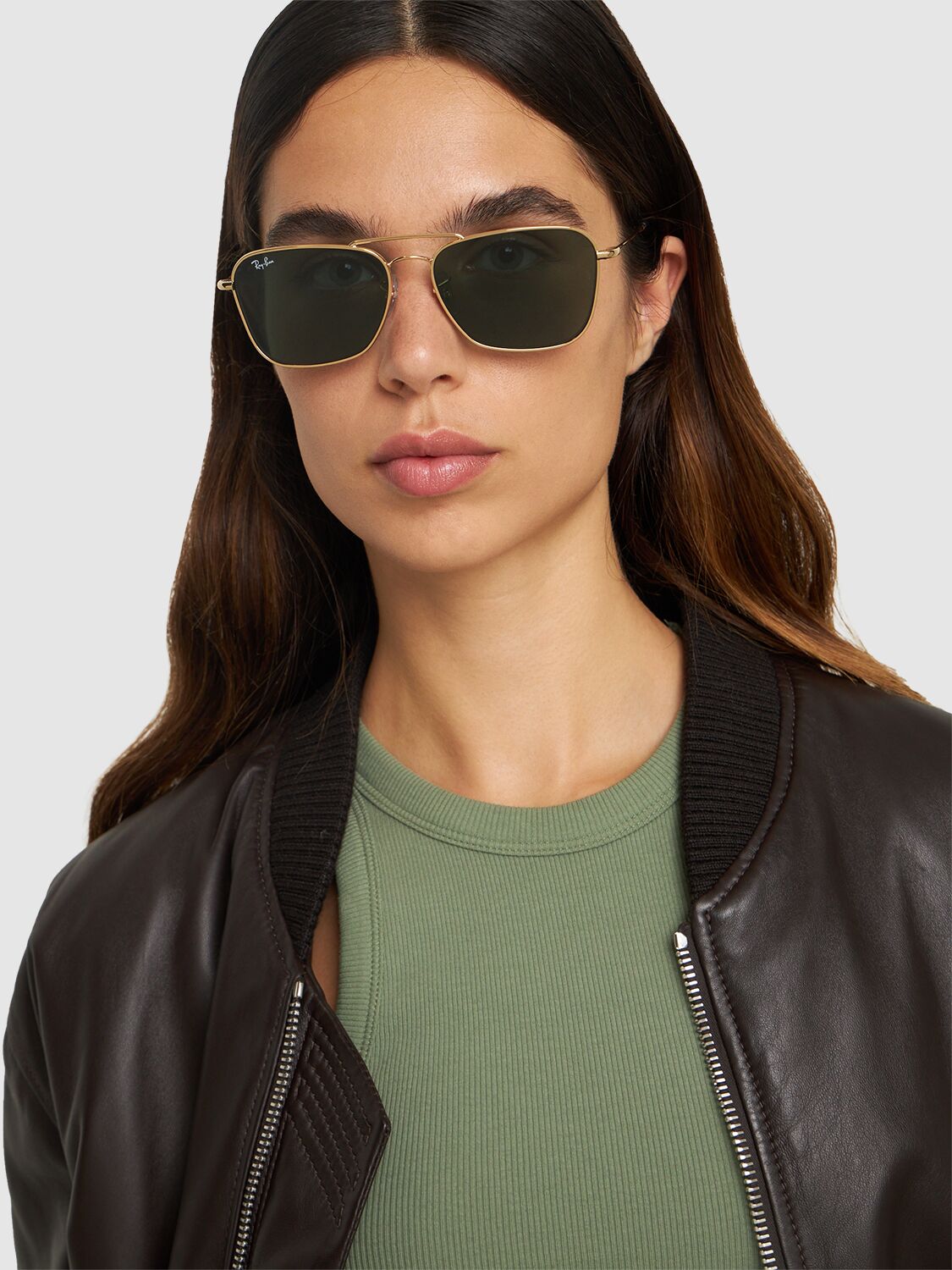 Shop Ray Ban Caravan Reverse Metal Sunglasses In Gold,green