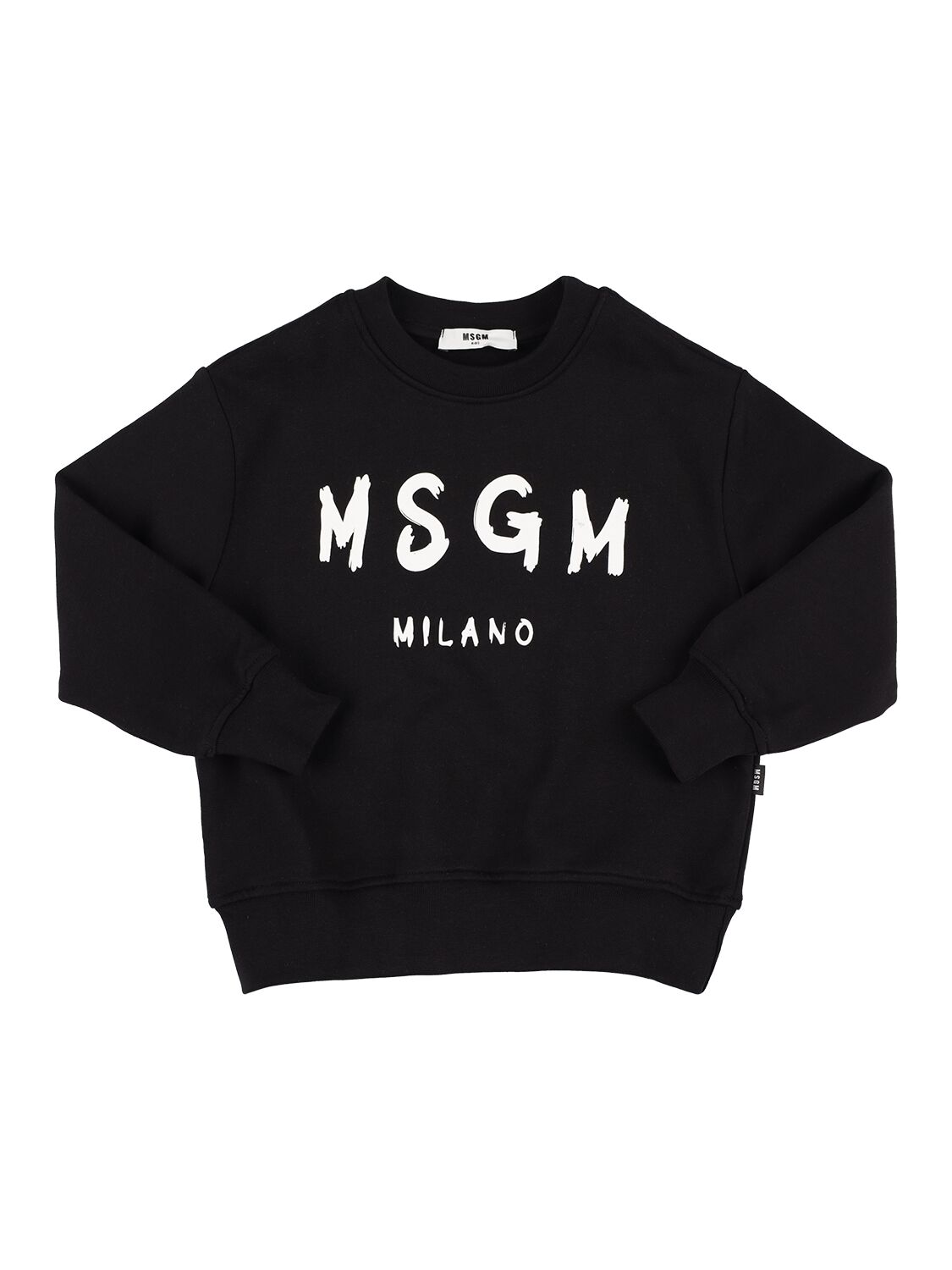 Msgm Kids' Printed Logo Cotton Sweatshirt In Black