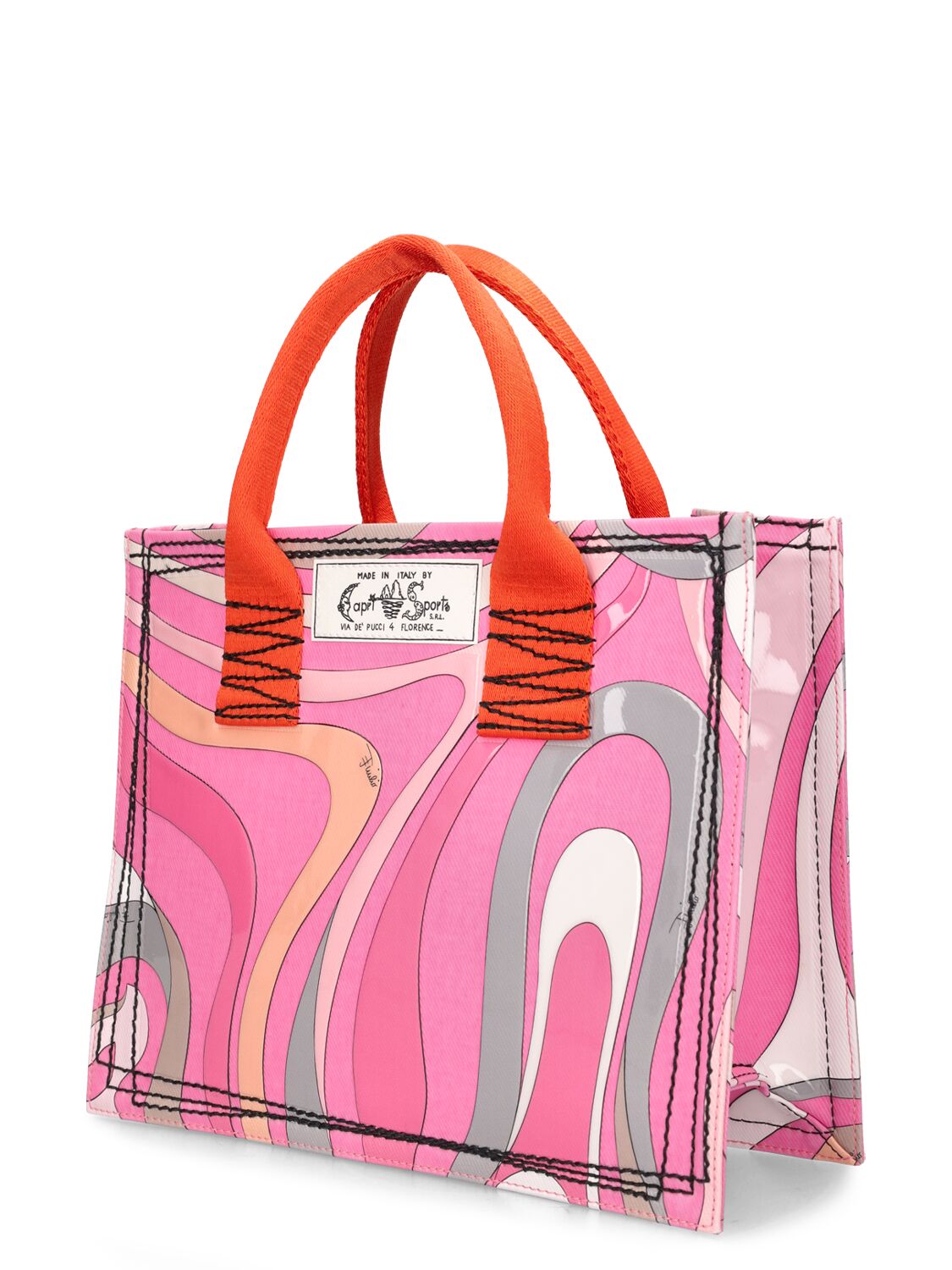 Shop Pucci Small 3d Print Denim Tote Bag In Pink