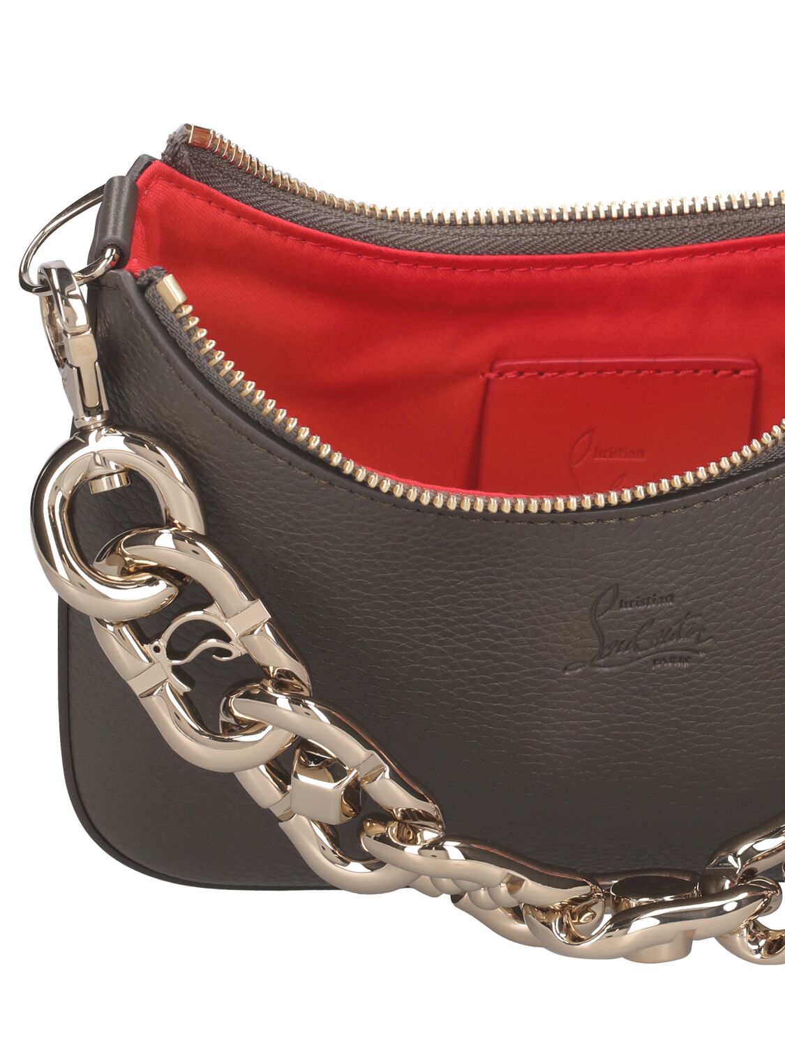 Shop Christian Louboutin Mini Loubila Leather Bag W/chain In Rocket