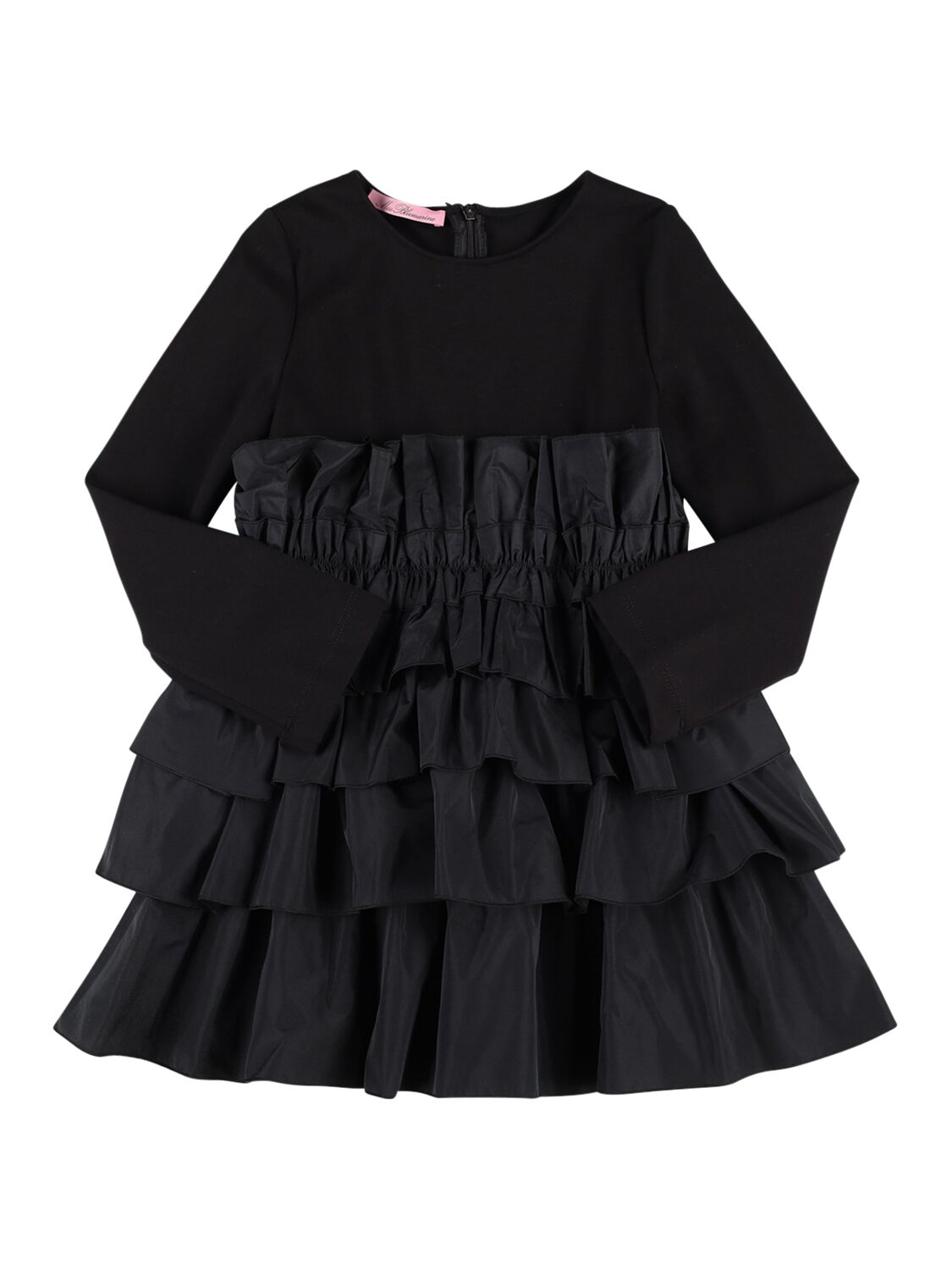 Miss Blumarine Kids' Punto Milano & Poplin Dress In Black