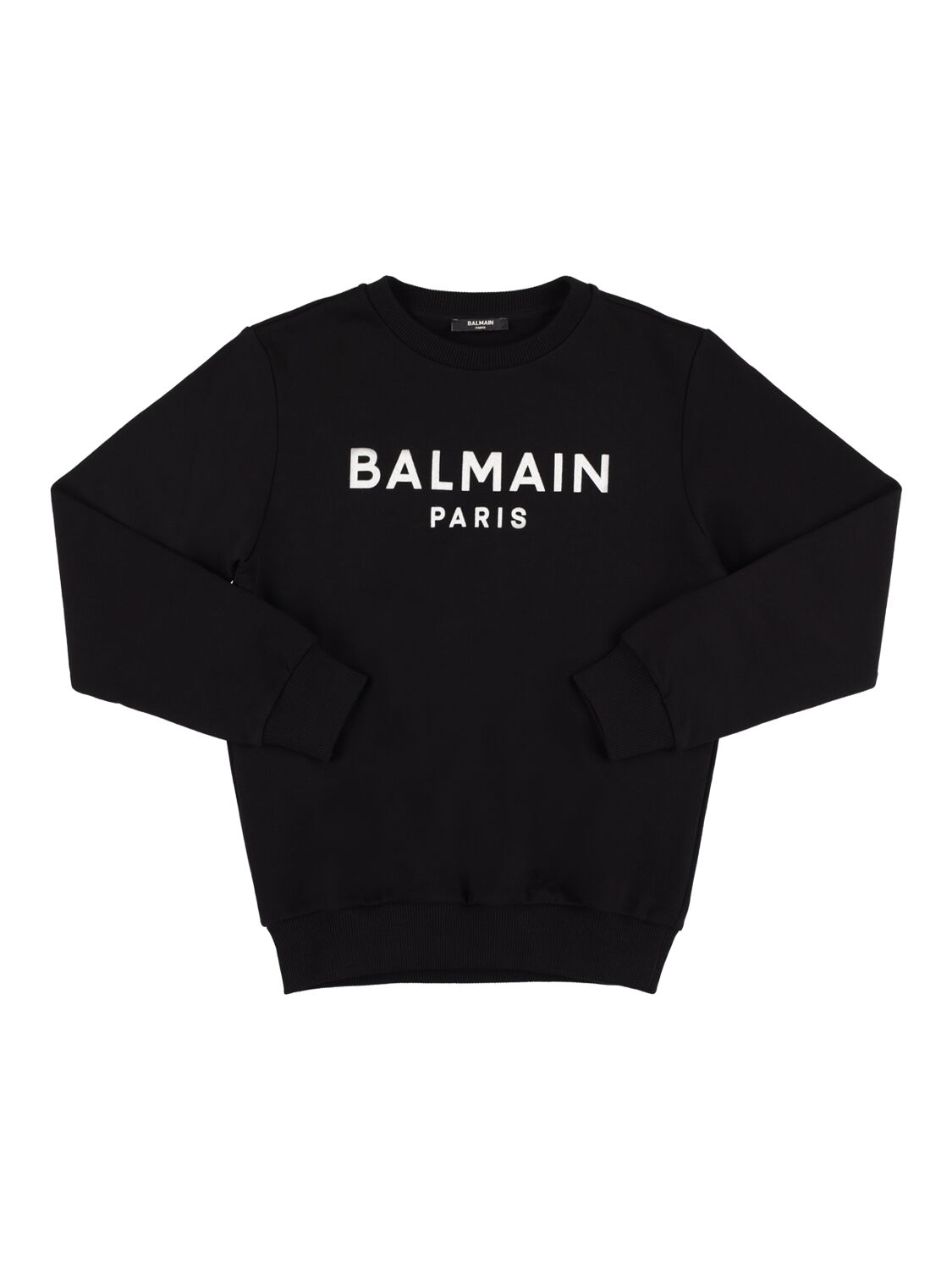 Balmain Kids' Printed Organic Cotton Sweatshirt In Black