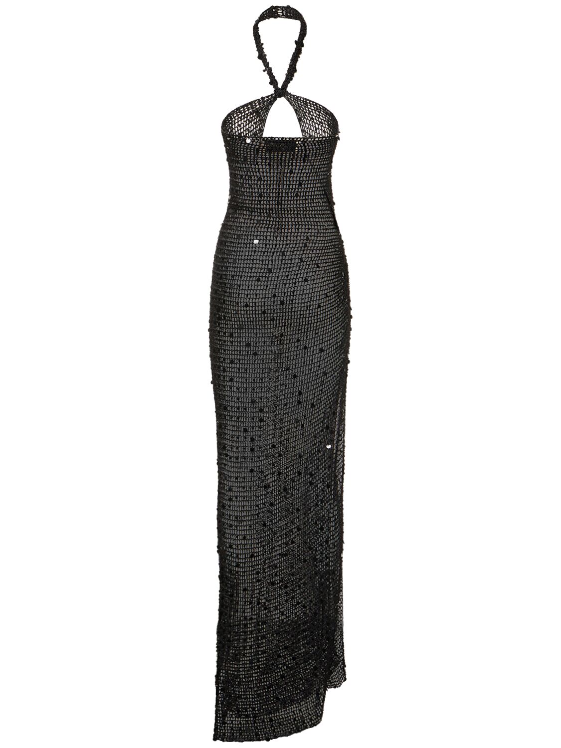 Shop Aya Muse Gyra Knit Cut Out Long Dress In Black