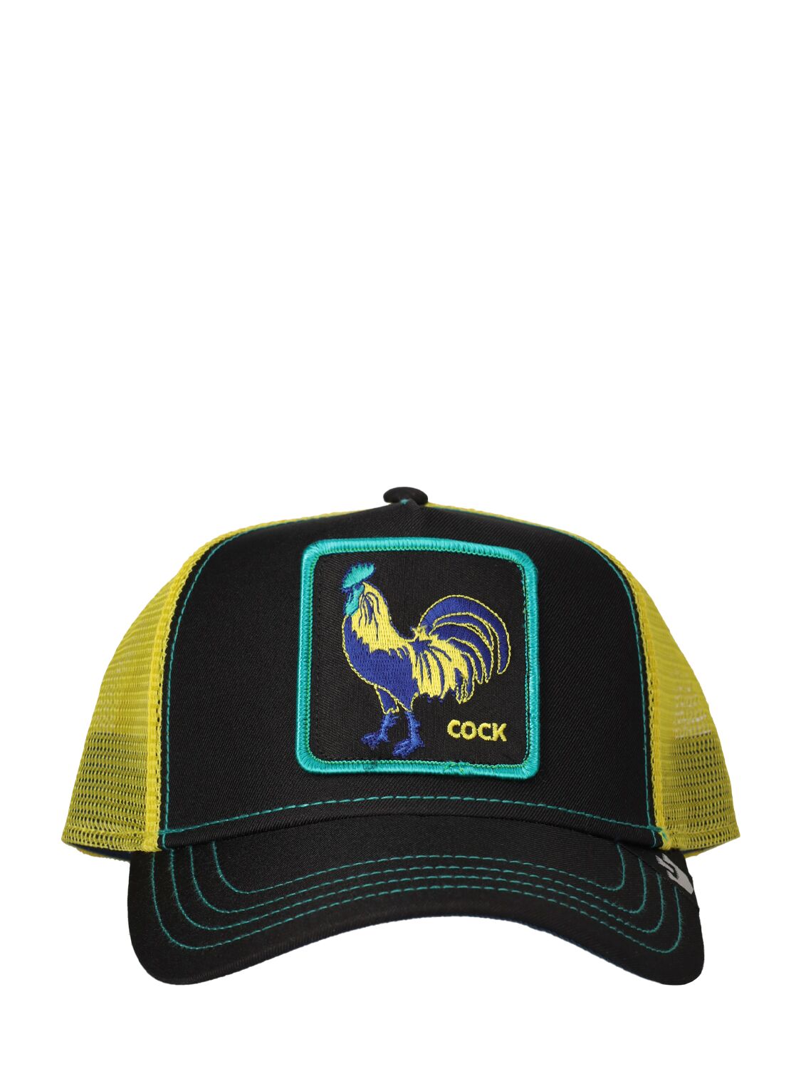 Goorin Bros . Cock Trip Trucker Hat Cotton In Black/green/yellow