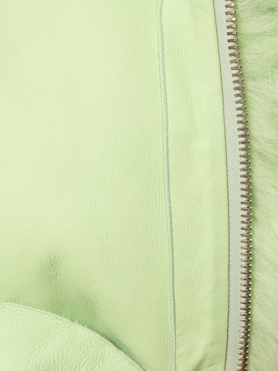 Shop Blumarine Shearling Bomber Jacket In Light Green