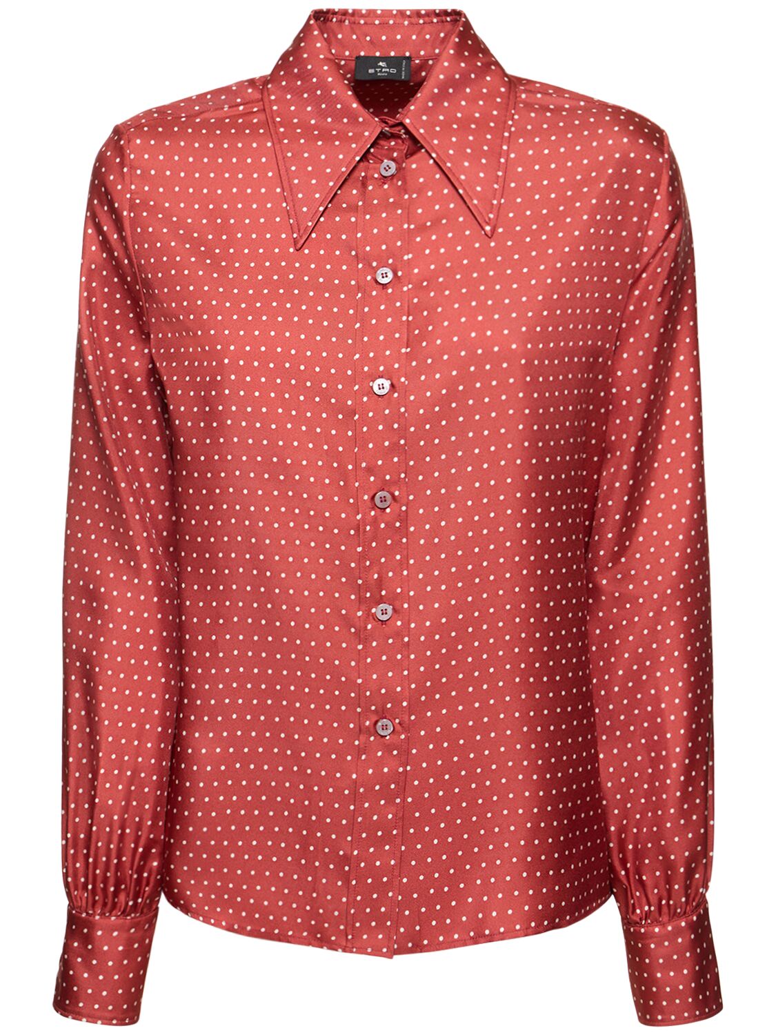 Etro Printed Dots Silk Charmeuse Shirt In Multicolor