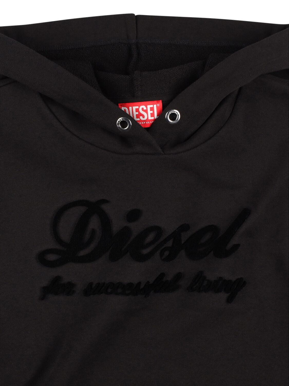 Shop Diesel Hooded Cotton Sweat Dress In Black
