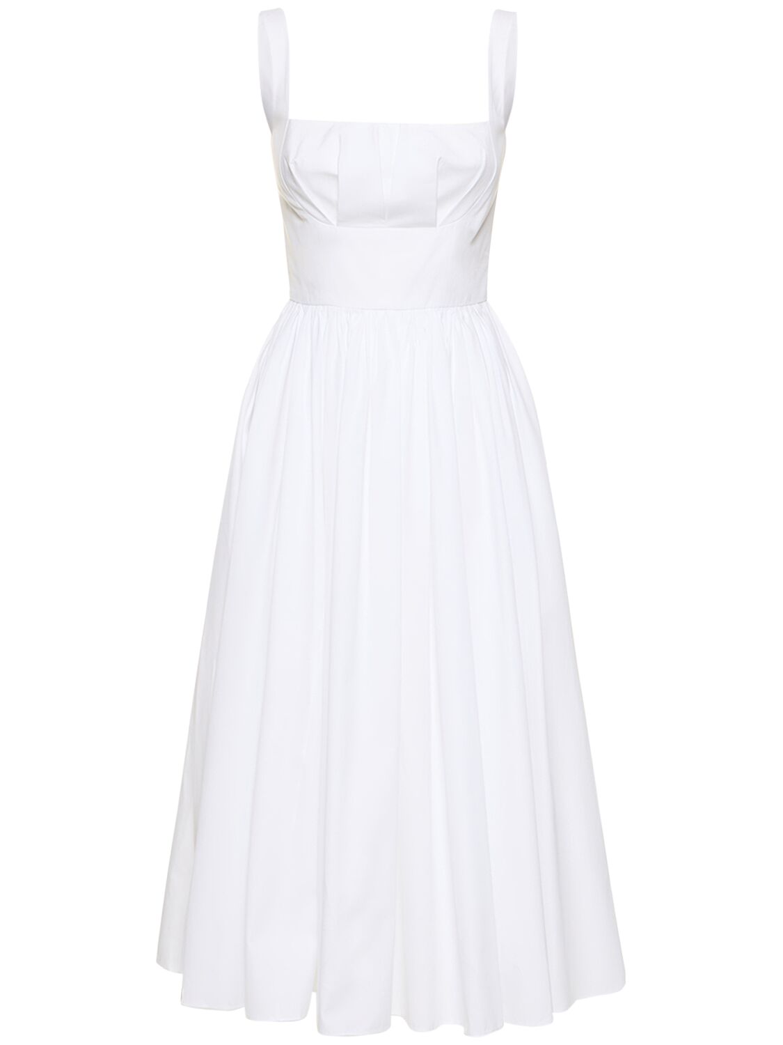 Emilia Wickstead Terry Cotton Poplin Midi Corset Dress In White