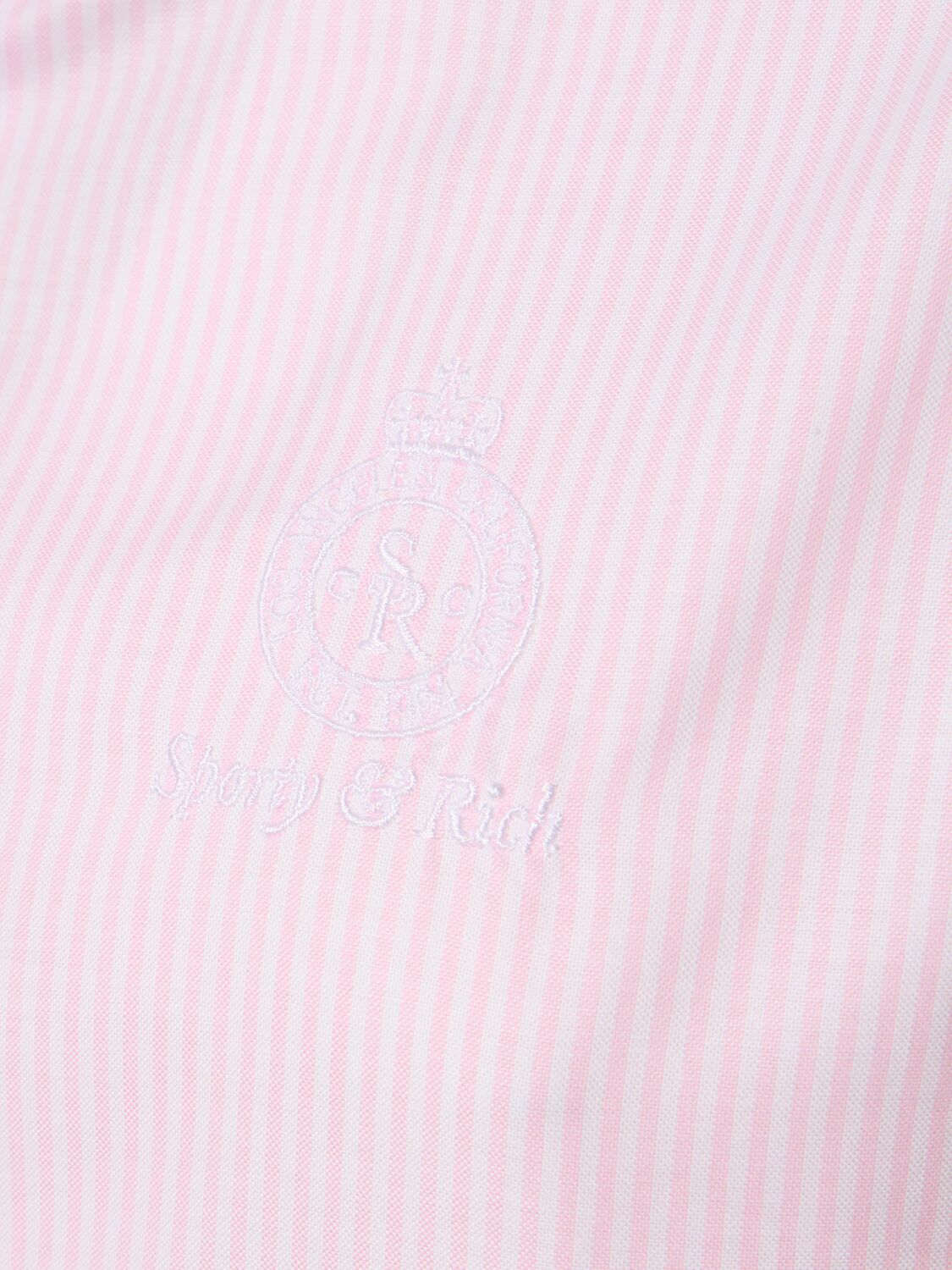 Shop Sporty And Rich Crown Logo Button Down Shirt In Pink