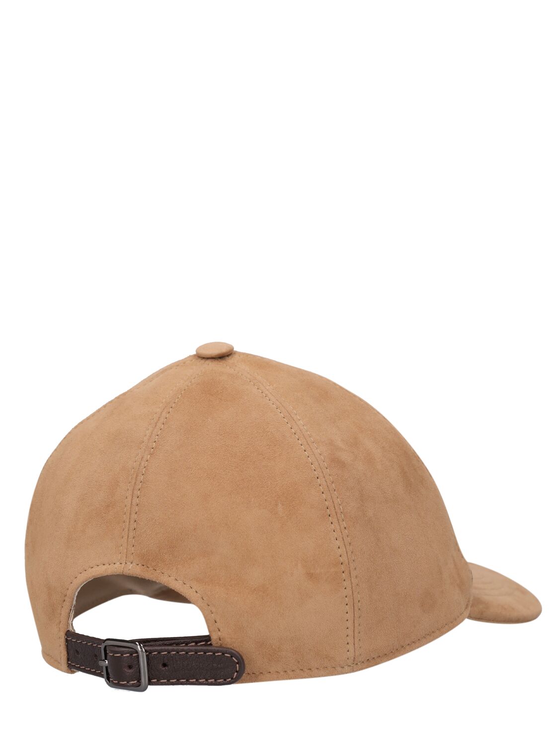 Shop Brunello Cucinelli Embellished Suede Baseball Cap In Brown