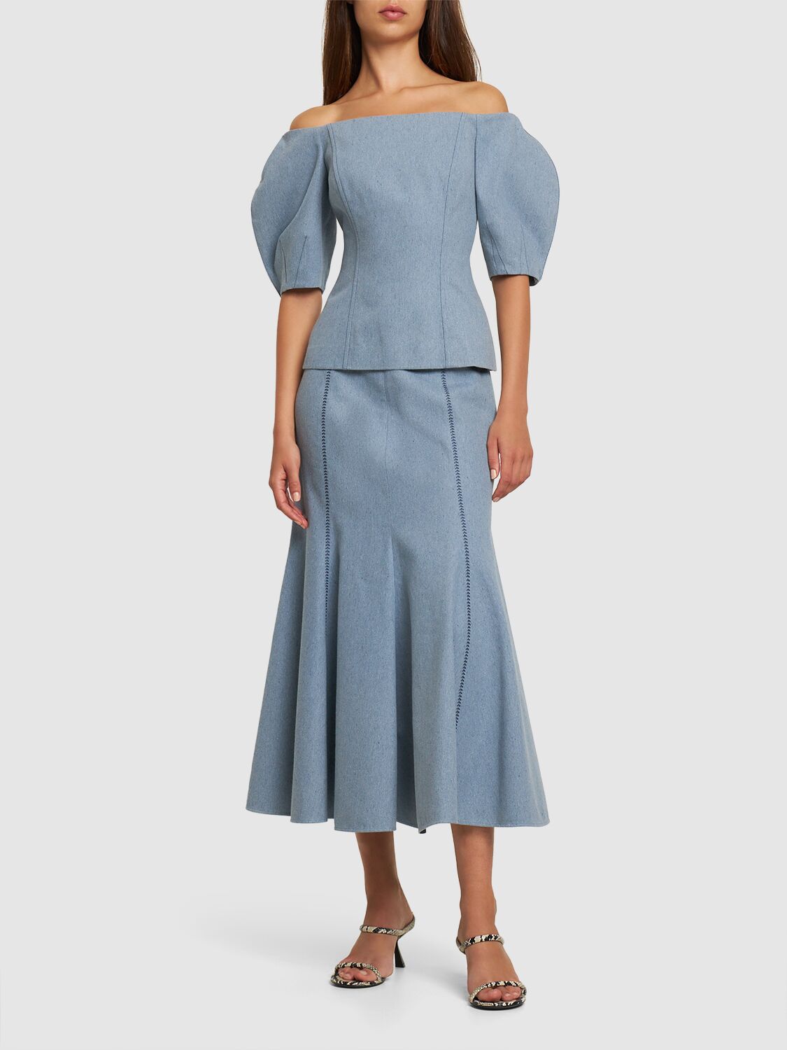 Ellen Puff Sleeve Cotton Denim Top