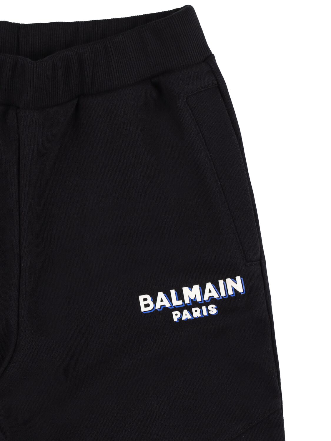 Shop Balmain Organic Cotton Sweatpants W/logo In Black