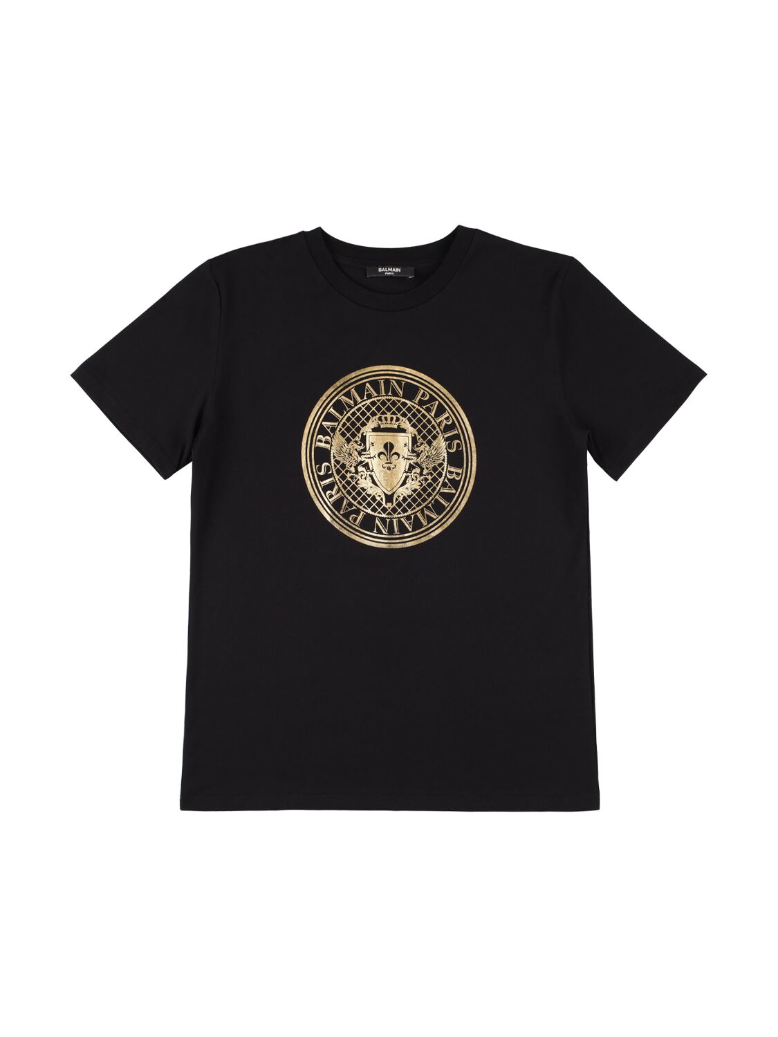 Balmain Kids' Organic Cotton Jersey T-shirt W/logo In Black