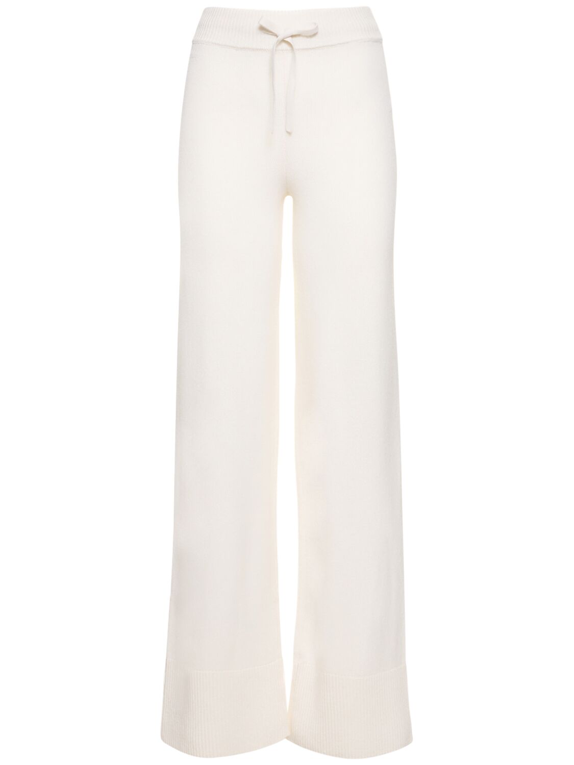 Shop Valentino Cashmere Knit Wide Pants In White