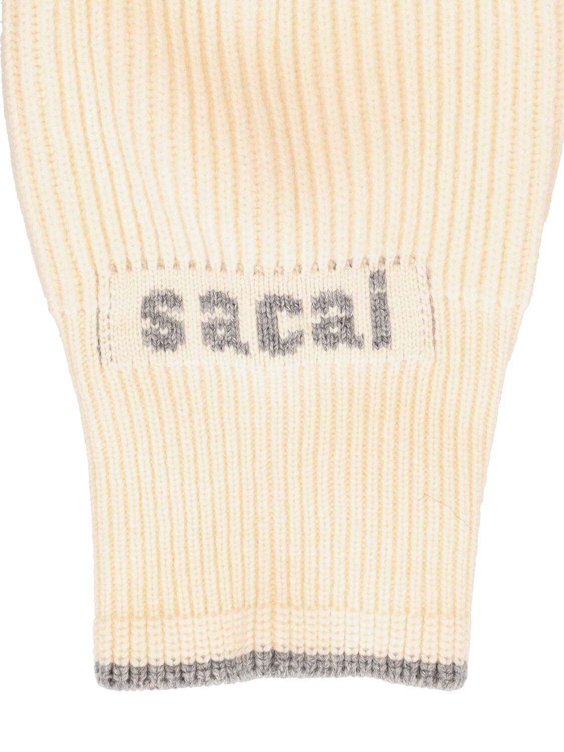 Shop Sacai Knit Wool Balaclava & Gloves Set In Off White
