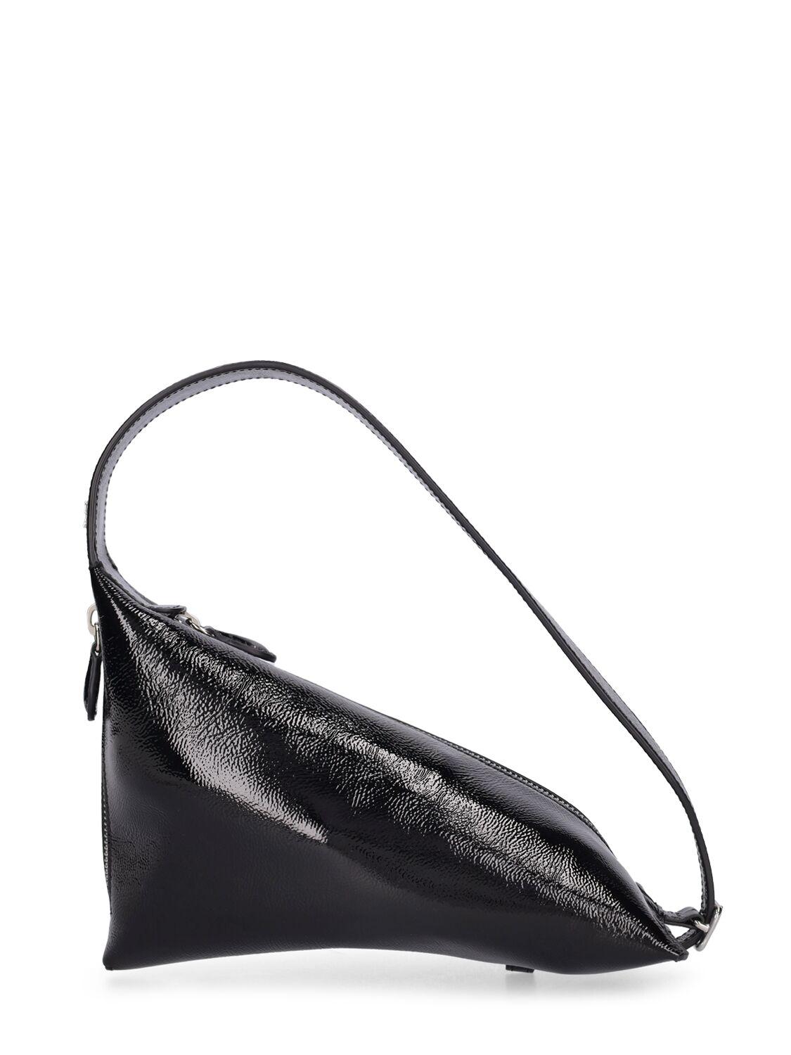 Shop Courrèges The One Patent Leather Shoulder Bag In Black