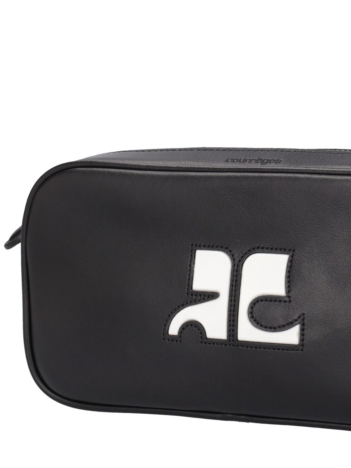 Shop Courrèges Ac Leather Shoulder Bag In Black